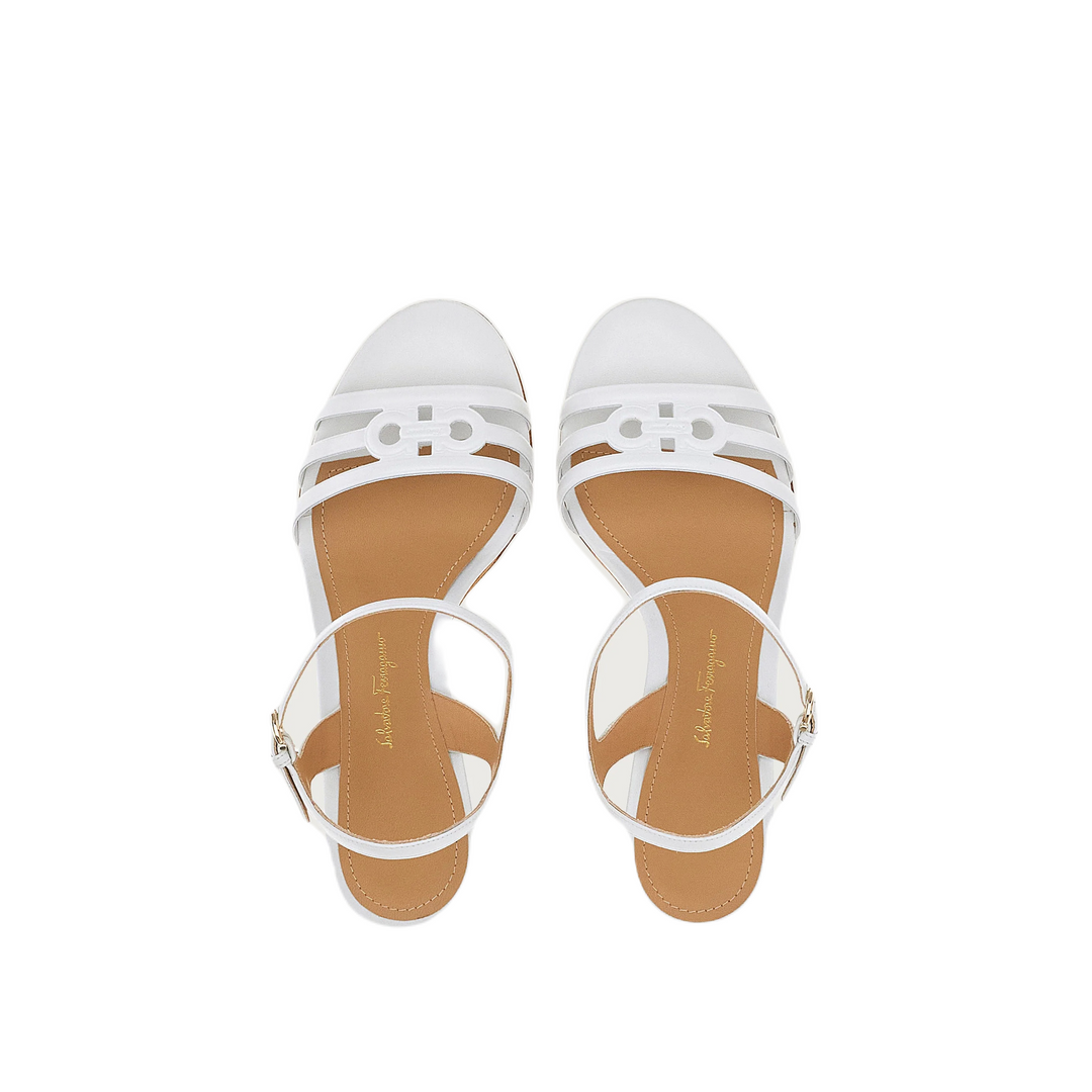 Sandalias de mujer Ferragamo Fieri 70 C marrón y blanco