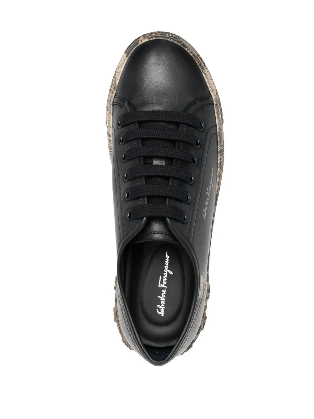 Ferragamo Borg Cubic Lace-Up Sneakers in BLACK