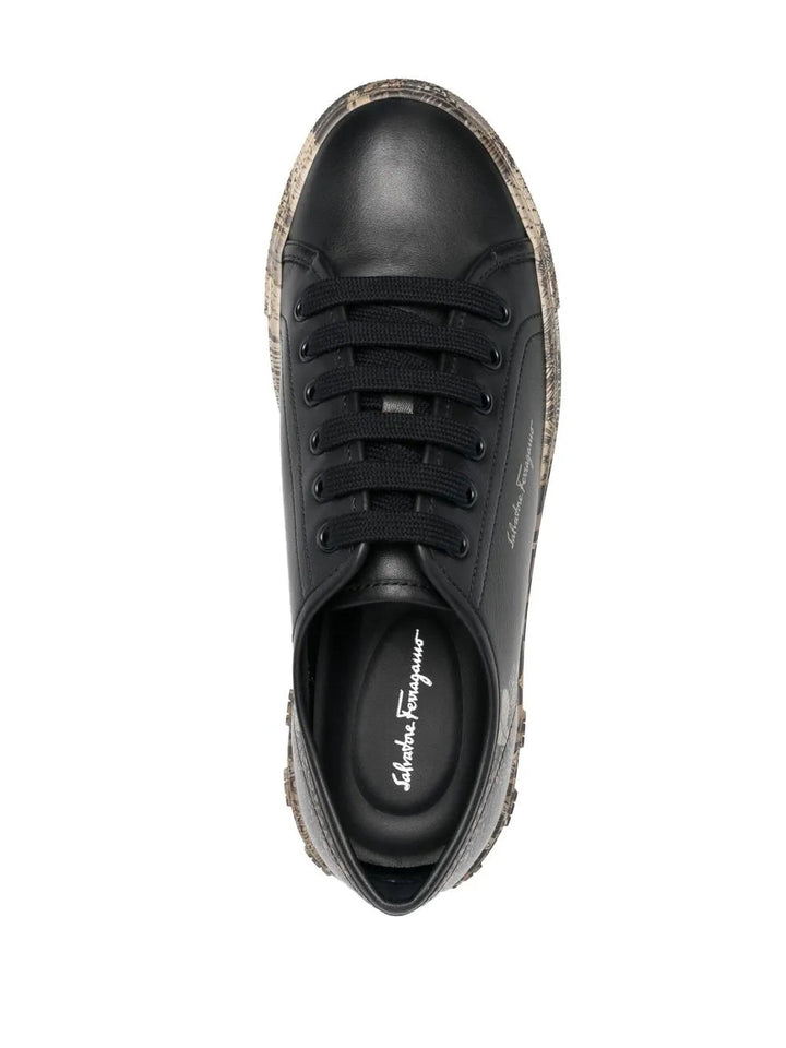 Ferragamo Borg Cubic Lace-Up Sneakers in BLACK