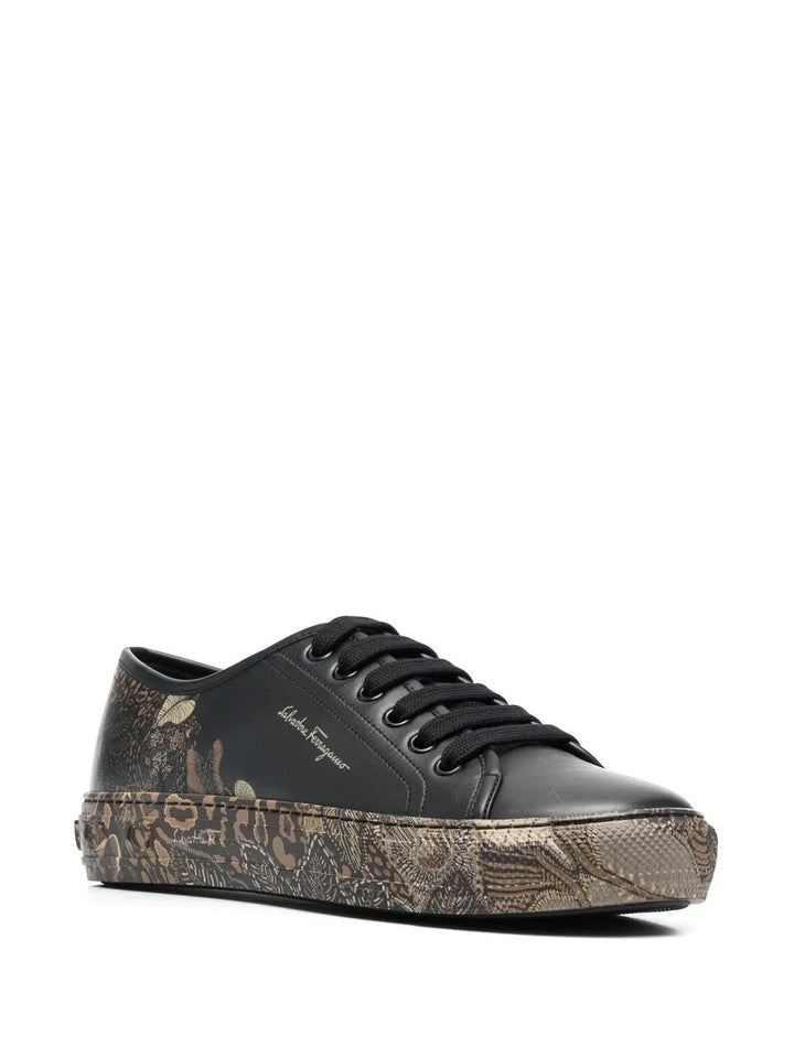 Ferragamo Borg Cubic Lace-Up Sneakers in BLACK