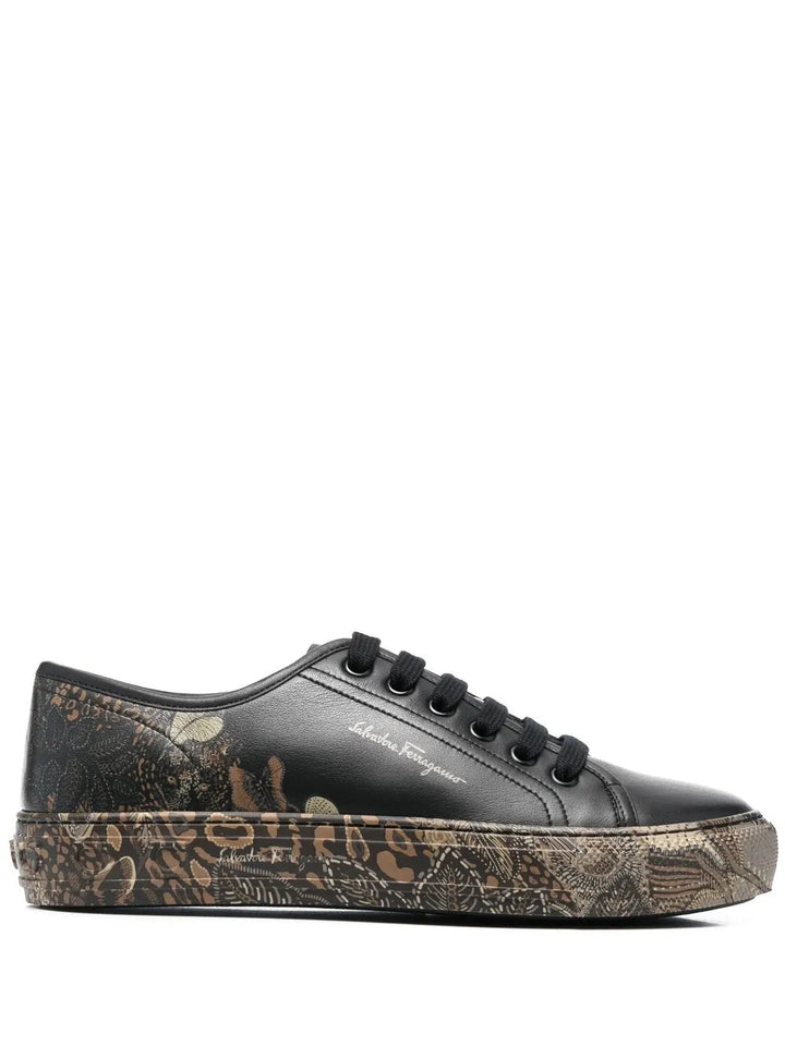 Ferragamo Borg Cubic Lace-Up Sneakers in BLACK