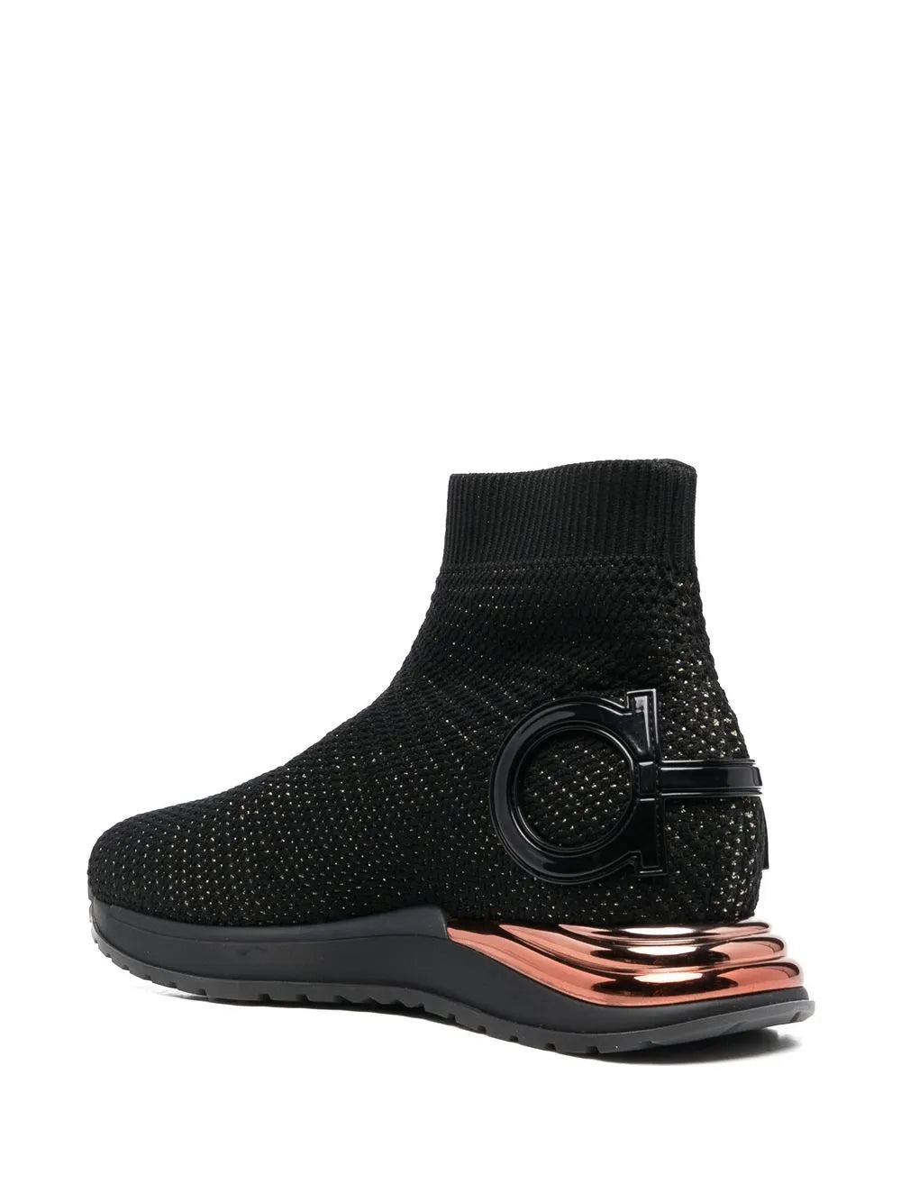 Ferragamo Gardena Sock Ankle Sneakers in BLACK