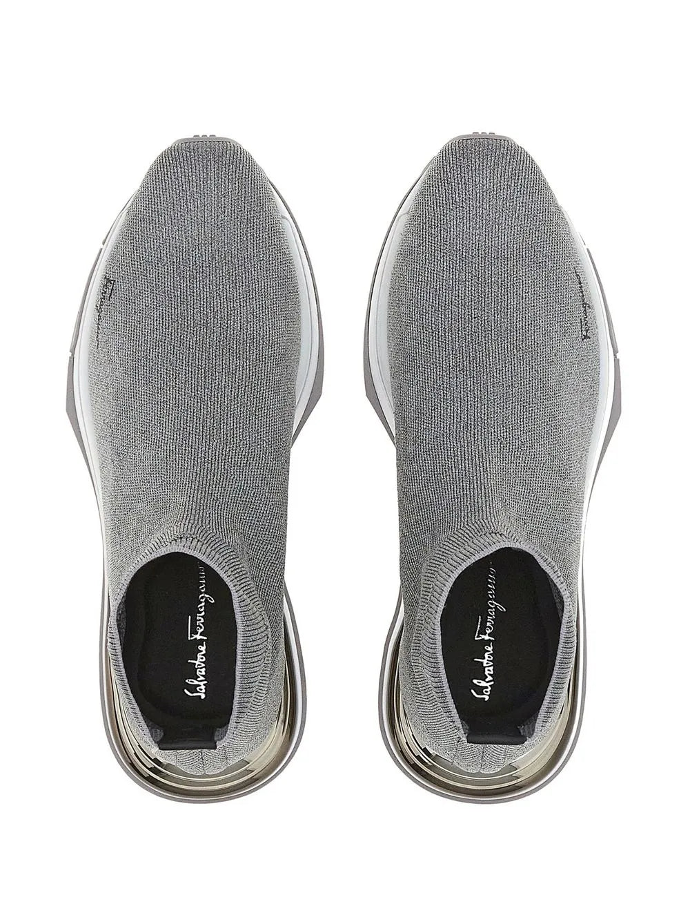 Ferragamo Logo-Print Sock Sneakers in GREY