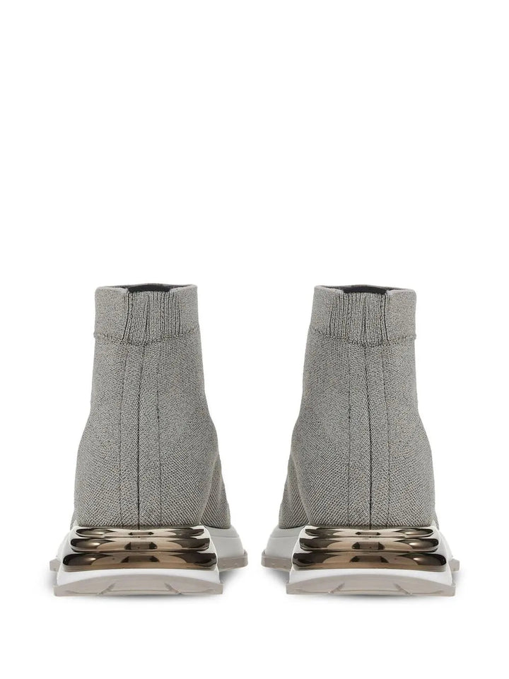 Ferragamo Logo-Print Sock Sneakers in GREY