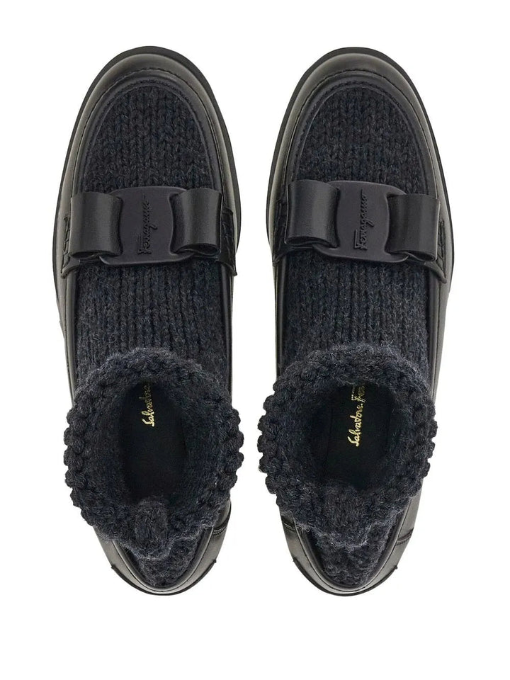 Ferragamo Vara Bow Sock-Ankle Loafers