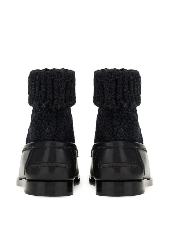 Ferragamo Vara Bow Sock-Ankle Loafers
