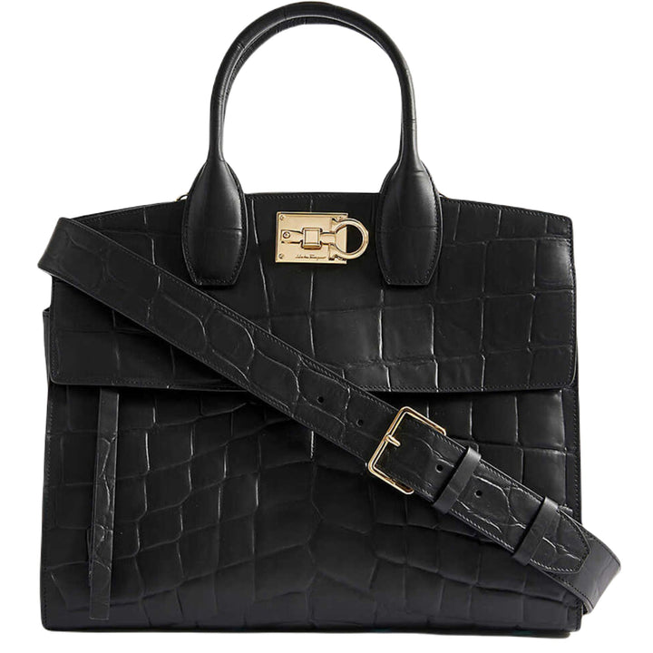 Ferragamo Studio Soft Shoulder Bag Black