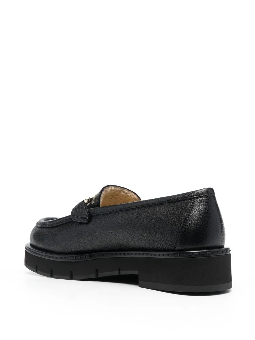 Ferragamo Buckle-Detail Leather Loafers in BLACK