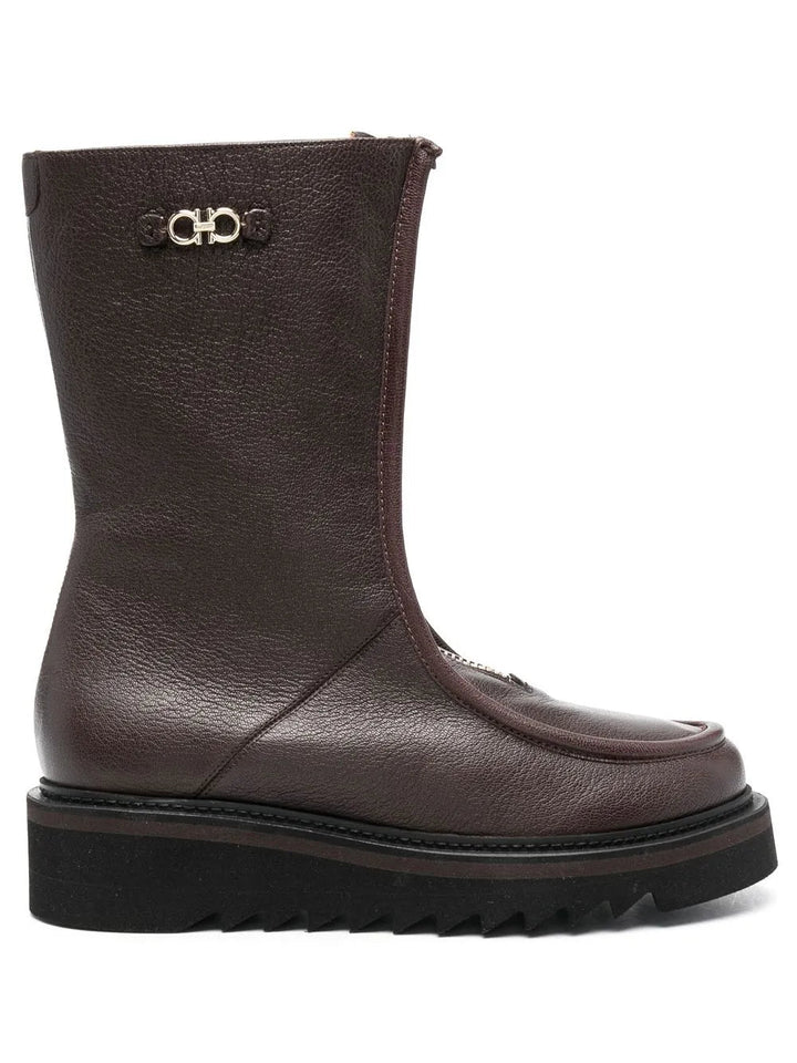 Ferragamo Gancini-Plaque Ankle Boots