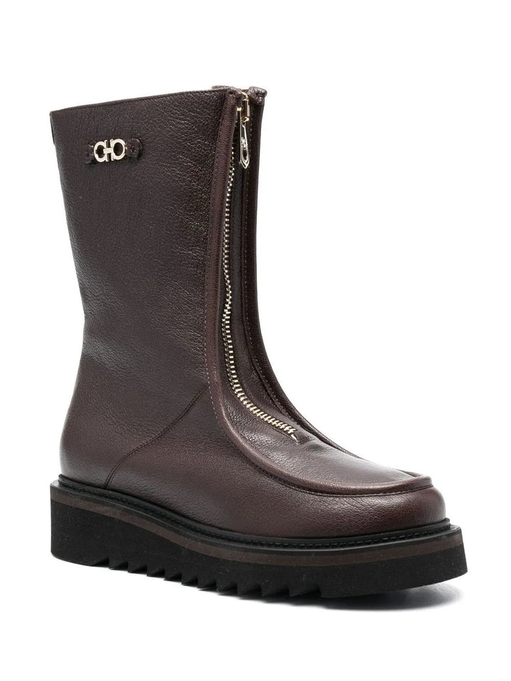 Ferragamo Gancini-Plaque Ankle Boots