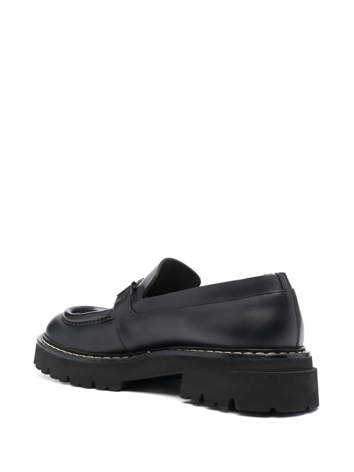 Ferragamo Gancini Chunky Leather Loafers in BLACK