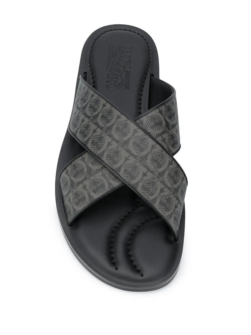 Ferragamo Gancini Leather Pool Slides