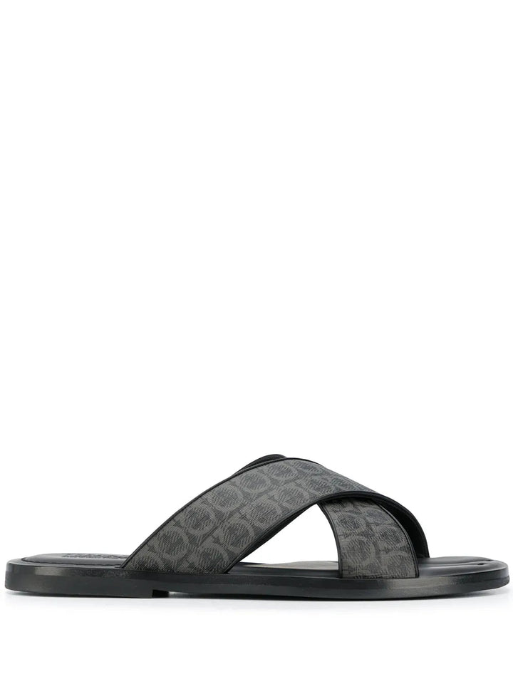 Ferragamo Gancini Leather Pool Slides