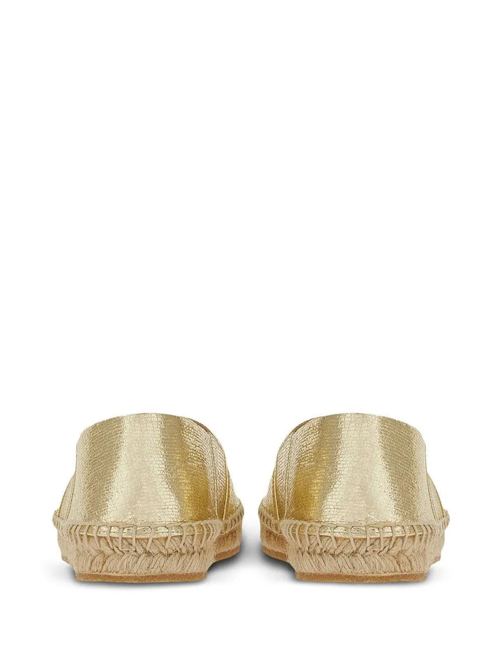 Ferragamo Logo-Embroidered Metallic Espadrilles