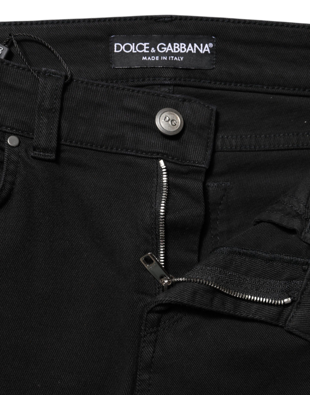 Dolce &amp; Gabbana Sample Sale Dolce &amp; Gabbana Black Cotton Skinny Mid Waist Denim Jeans - | Designer outlet