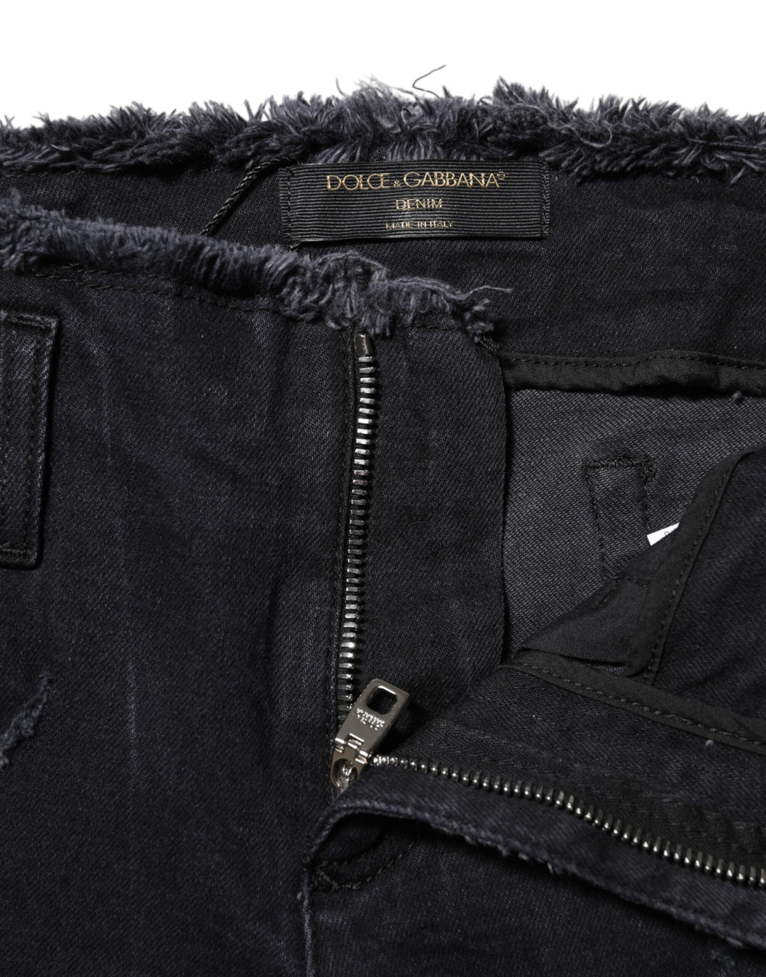 Dolce &amp; Gabbana Black Cotton Tattered Skinny Denim Jeans by Dolce &amp; Gabbana outlet now on sale