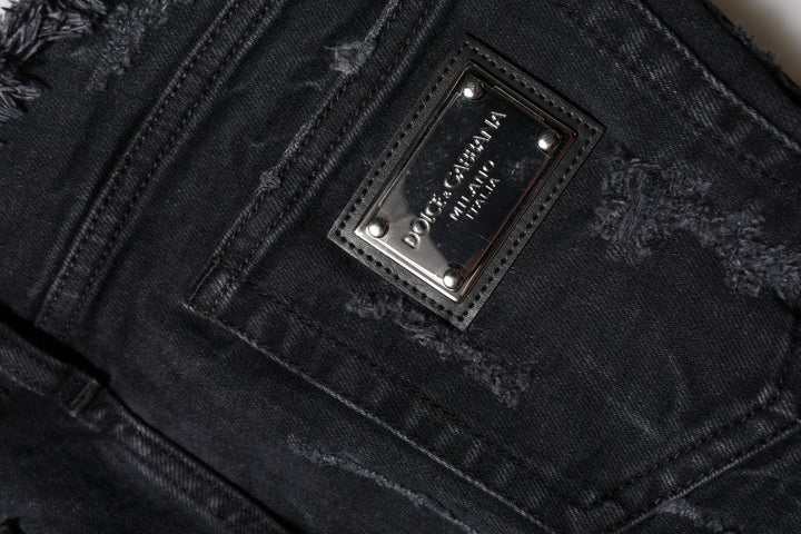 Dolce &amp; Gabbana Sample Sale Dolce &amp; Gabbana Black Cotton Tattered Skinny Denim Jeans - | Designer outlet