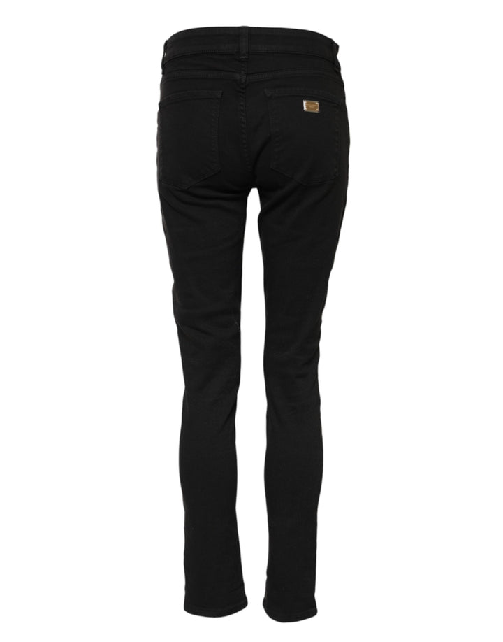 Dolce &amp; Gabbana Black Cotton Skinny Mid Waist Denim Jeans by Dolce &amp; Gabbana outlet now on sale