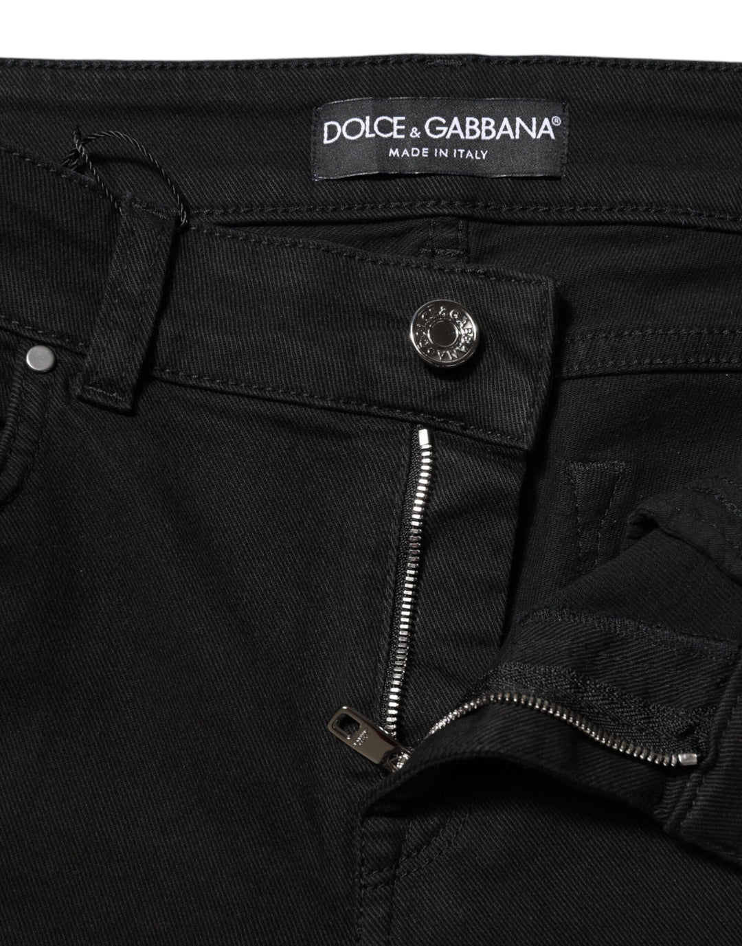 Dolce &amp; Gabbana Black Cotton Skinny Mid Waist Denim Jeans by Dolce &amp; Gabbana outlet now on sale
