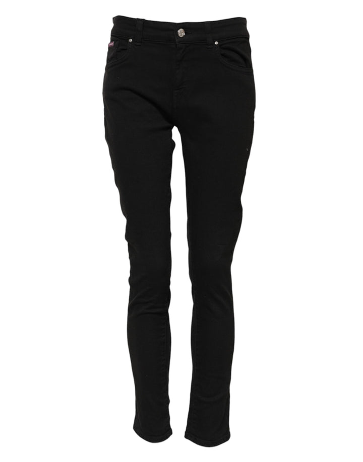 Dolce &amp; Gabbana Sample Sale Dolce &amp; Gabbana Black Cotton Logo Skinny Mid Waist Denim Jeans - | Designer outlet