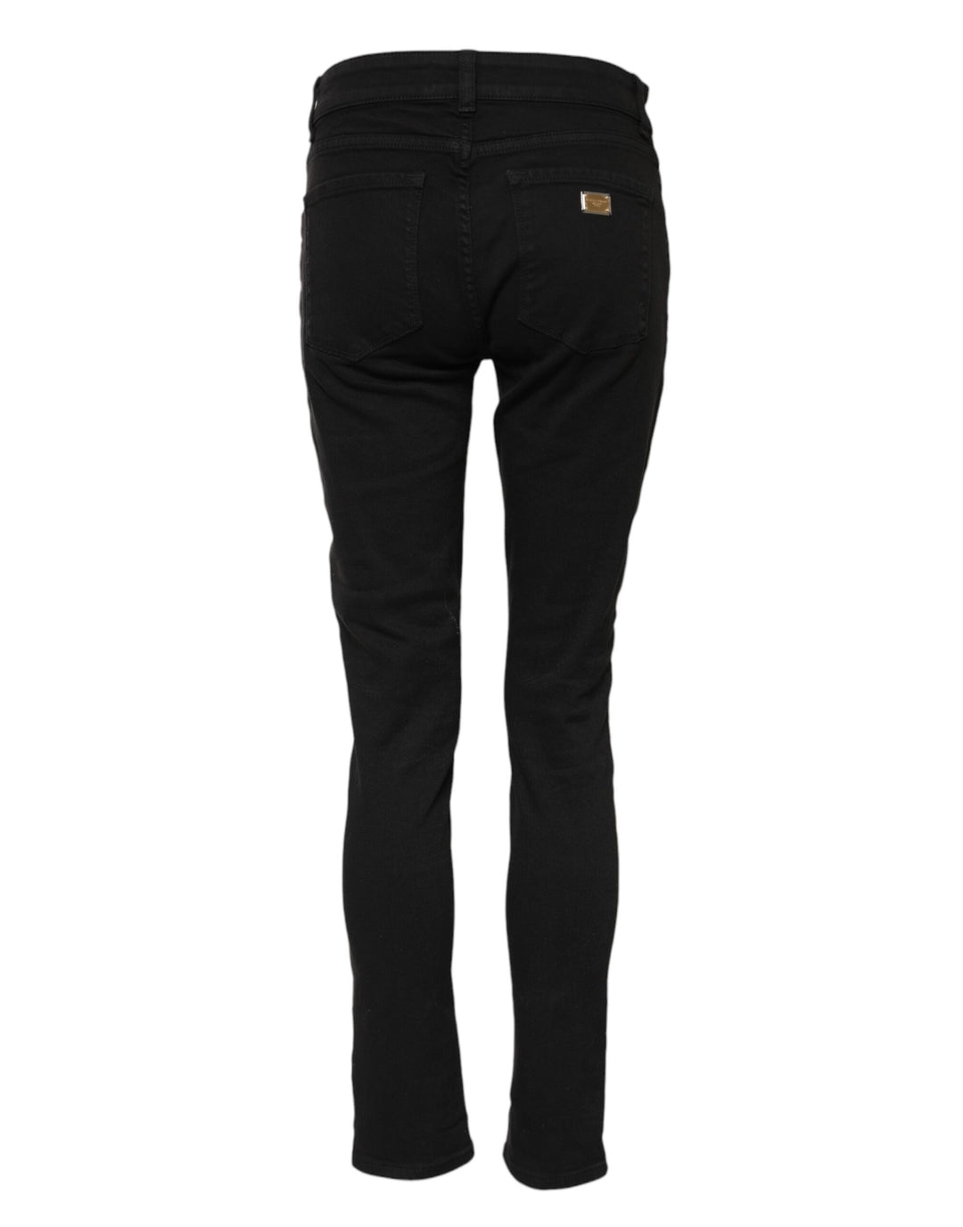 Dolce &amp; Gabbana Sample Sale Dolce &amp; Gabbana Black Cotton Logo Skinny Mid Waist Denim Jeans - | Designer outlet