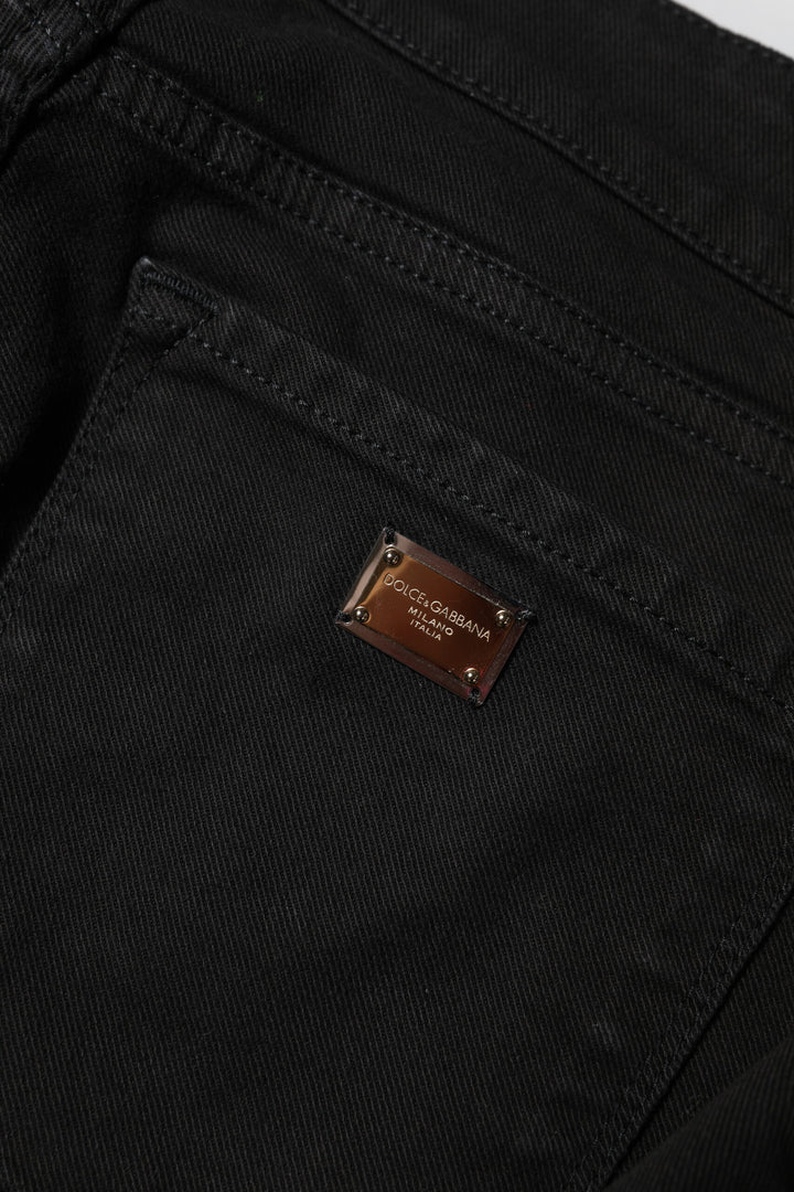 Dolce &amp; Gabbana Sample Sale Dolce &amp; Gabbana Black Cotton Logo Skinny Mid Waist Denim Jeans - | Designer outlet