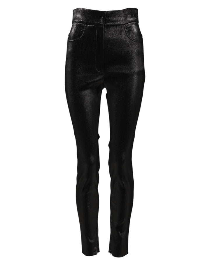 Dolce &amp; Gabbana Sample Sale Dolce &amp; Gabbana Black Cotton Stretch Lurex Thread Skinny Pants - | Designer outlet