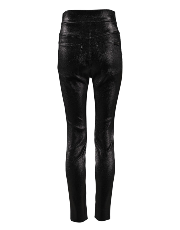 Dolce &amp; Gabbana Sample Sale Dolce &amp; Gabbana Black Cotton Stretch Lurex Thread Skinny Pants - | Designer outlet