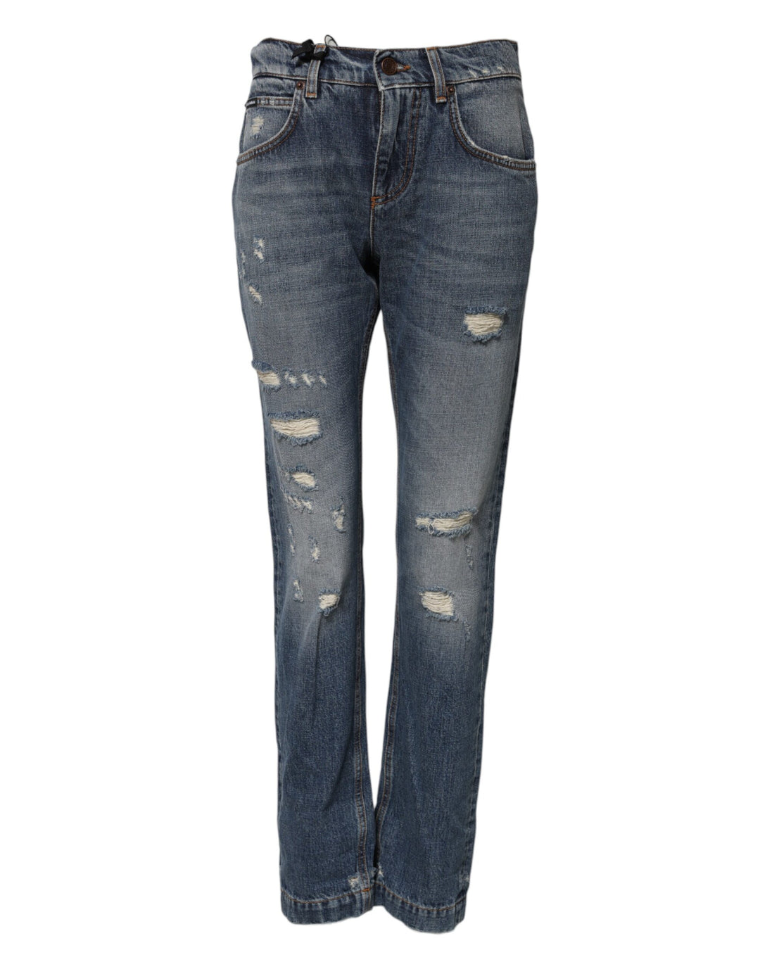 Dolce &amp; Gabbana Sample Sale Dolce &amp; Gabbana Blue Cotton Boyfriend Tattered Denim Jeans - | Designer outlet