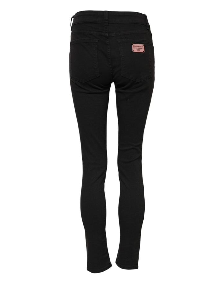 Dolce &amp; Gabbana Sample Sale Dolce &amp; Gabbana Black Cotton Skinny Mid Waist Denim Jeans - | Designer outlet