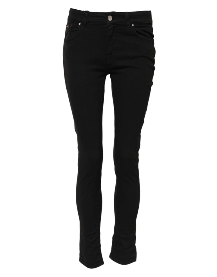 Dolce &amp; Gabbana Black Cotton Skinny Mid Waist Denim Jeans by Dolce &amp; Gabbana outlet now on sale