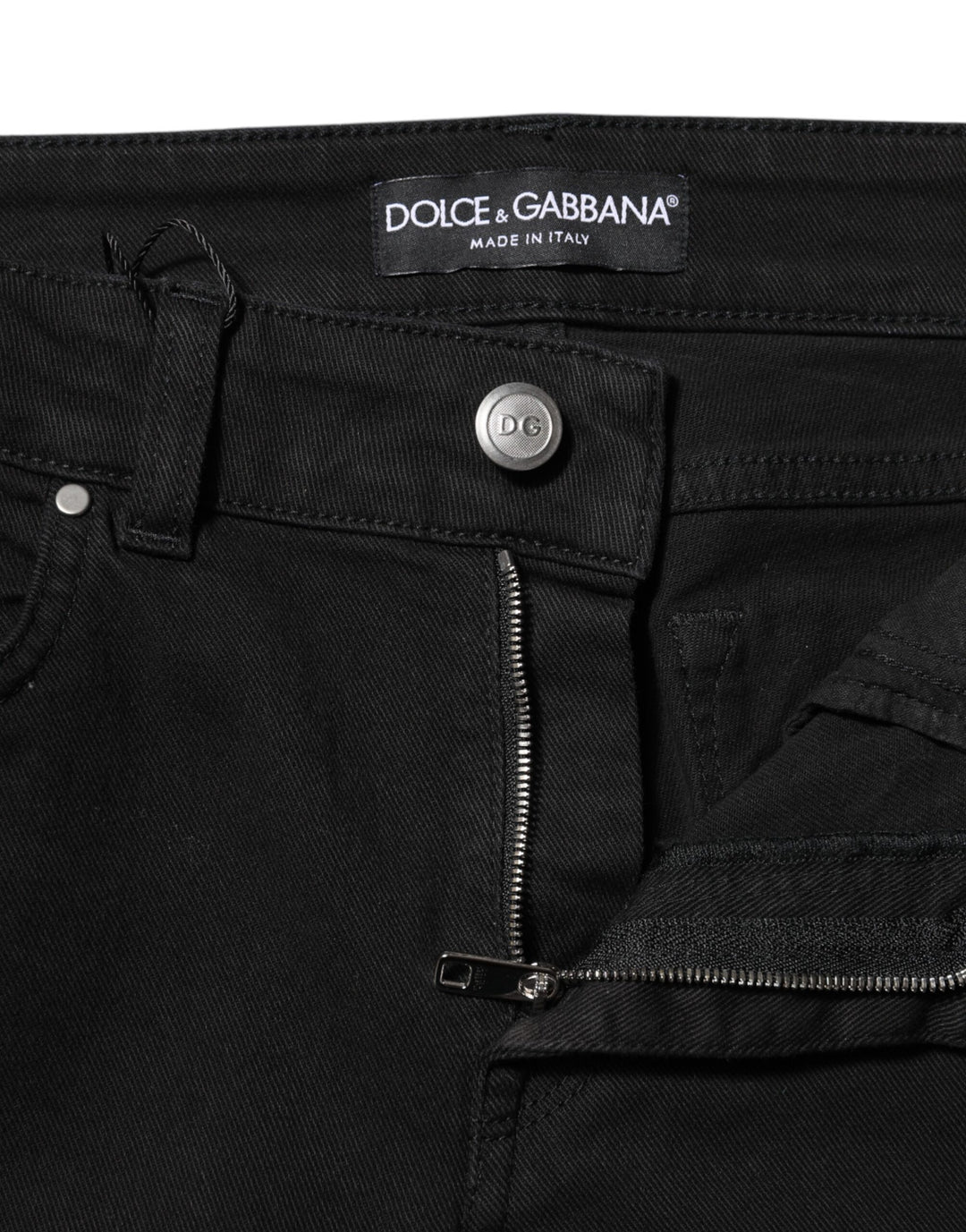 Dolce &amp; Gabbana Black Cotton Skinny Mid Waist Denim Jeans by Dolce &amp; Gabbana outlet now on sale