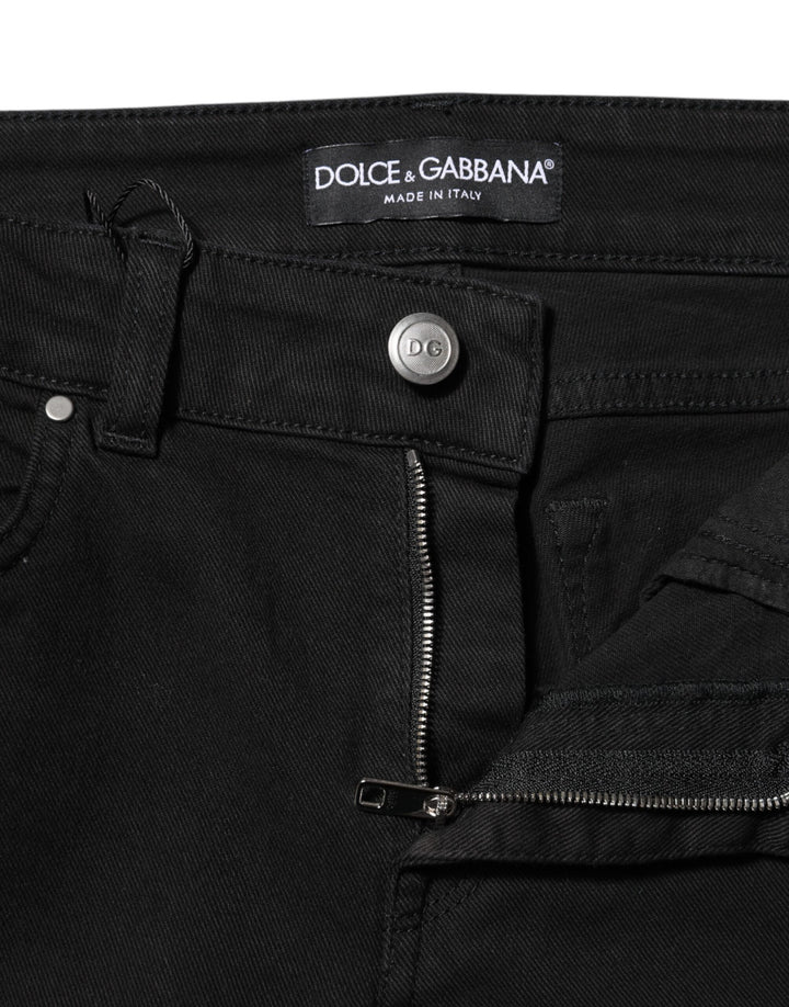 Dolce &amp; Gabbana Black Cotton Skinny Mid Waist Denim Jeans by Dolce &amp; Gabbana outlet now on sale