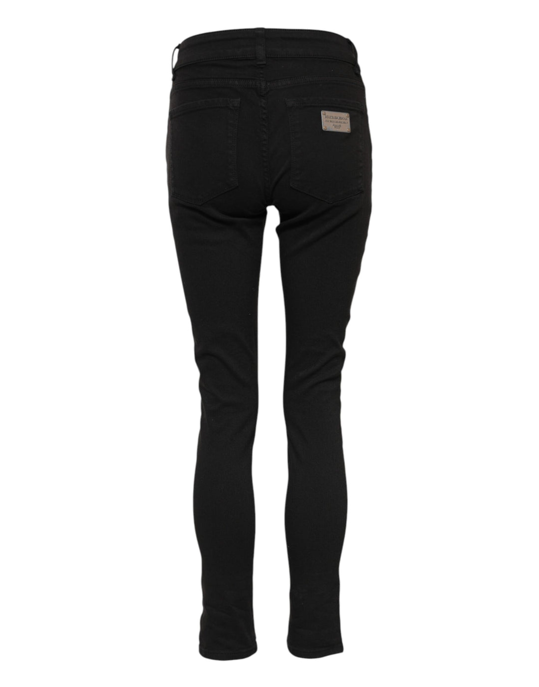 Dolce &amp; Gabbana Sample Sale Dolce &amp; Gabbana Black Cotton Logo Skinny Mid Waist Denim Jeans - | Designer outlet