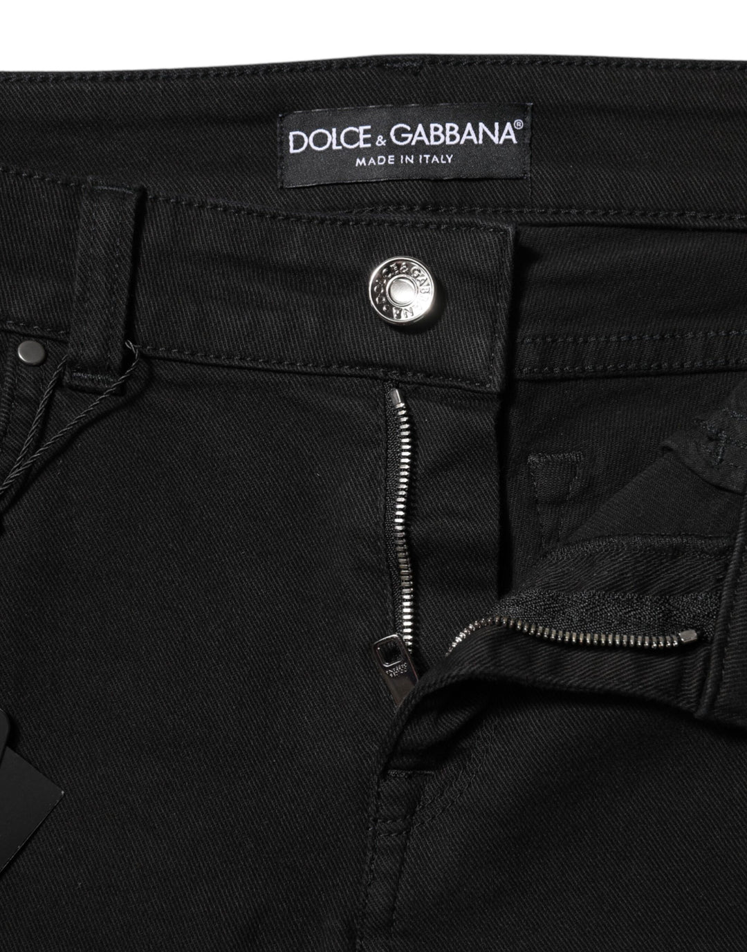 Dolce &amp; Gabbana Sample Sale Dolce &amp; Gabbana Black Cotton Logo Skinny Mid Waist Denim Jeans - | Designer outlet