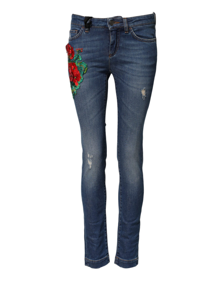 Dolce &amp; Gabbana Sample Sale Dolce &amp; Gabbana Blue Cotton Low Waist Skinny Denim Jeans - | Designer outlet