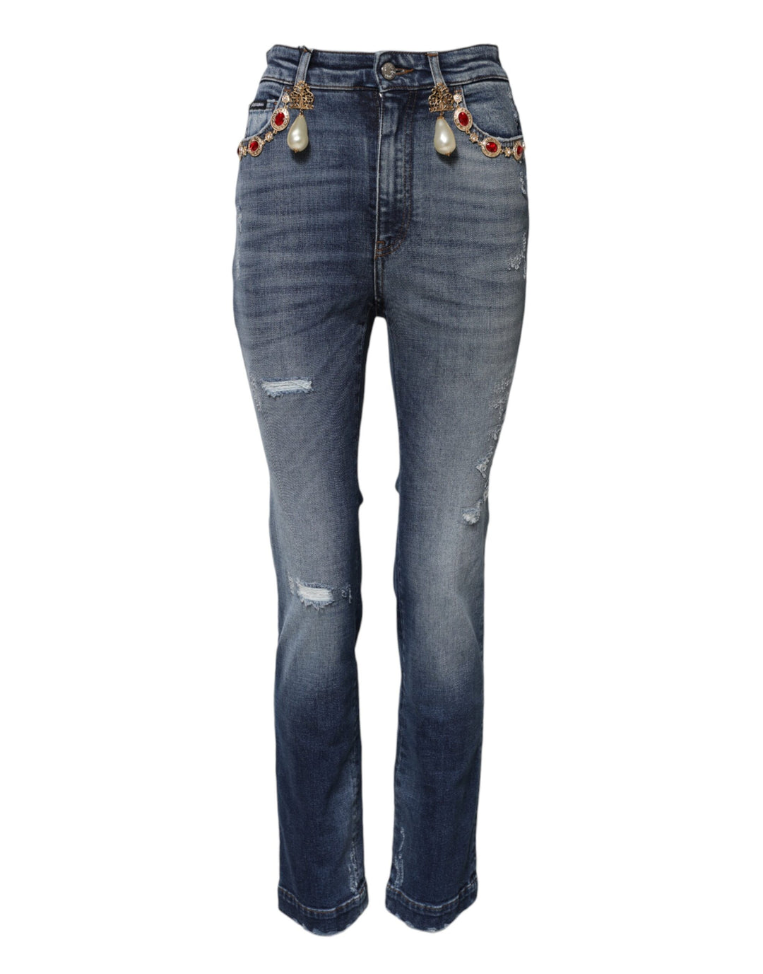 Dolce &amp; Gabbana Sample Sale Dolce &amp; Gabbana Blue Rhinestone Embellished Denim Jeans - | Designer outlet
