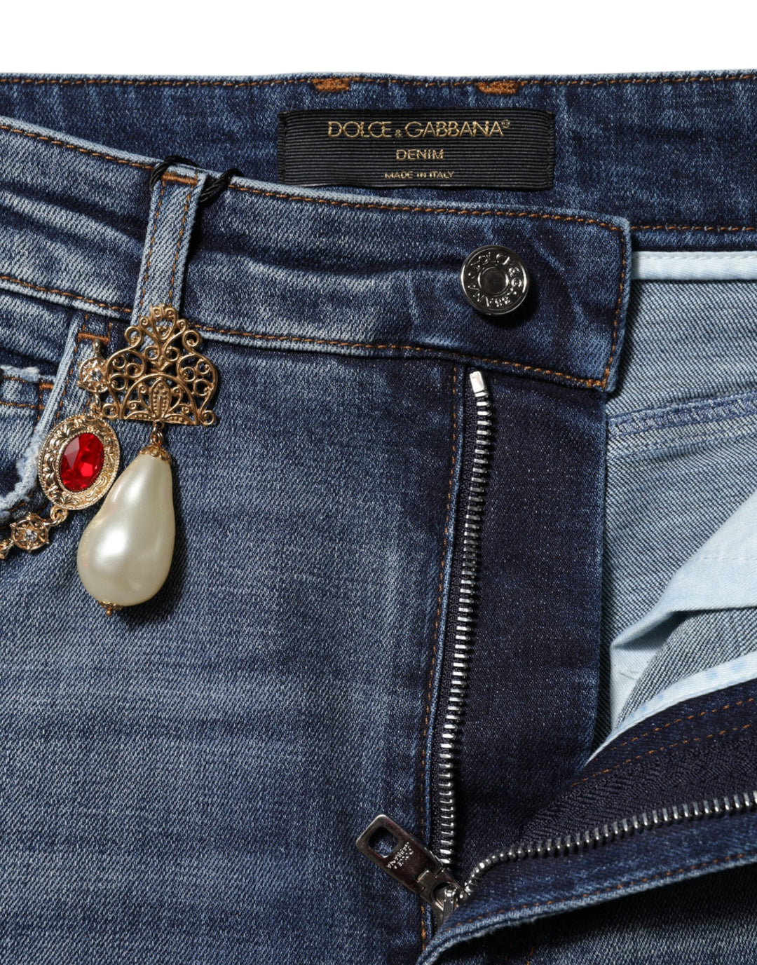 Dolce &amp; Gabbana Sample Sale Dolce &amp; Gabbana Blue Rhinestone Embellished Denim Jeans - | Designer outlet