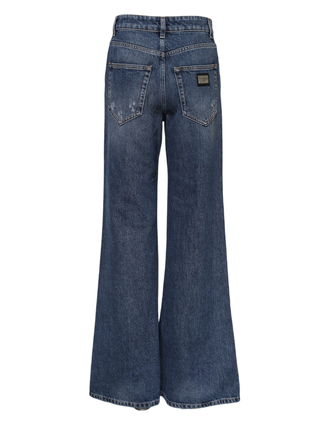 Dolce &amp; Gabbana Blue Cotton Wide Leg Tattered Denim Jeans by Dolce &amp; Gabbana outlet now on sale