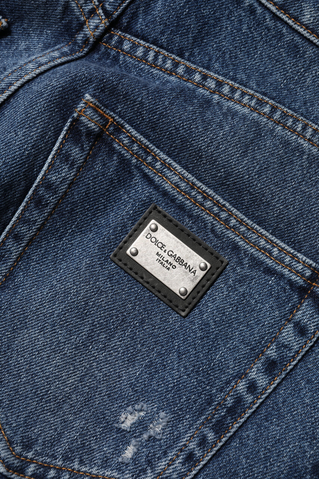 Dolce &amp; Gabbana Blue Cotton Wide Leg Tattered Denim Jeans by Dolce &amp; Gabbana outlet now on sale