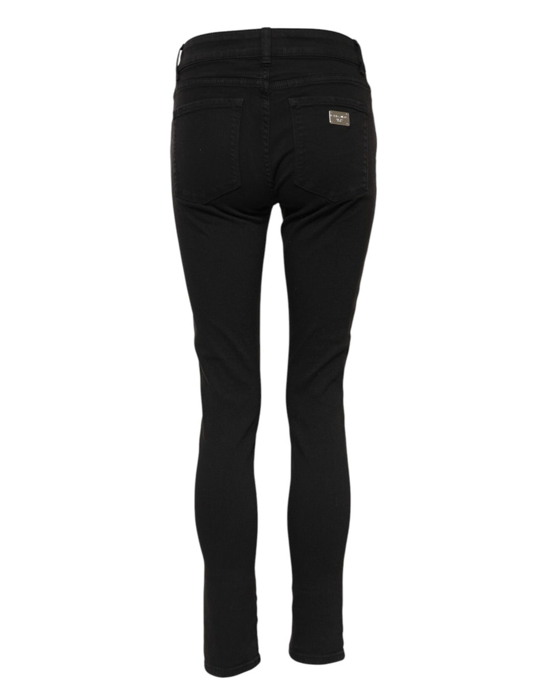 Dolce &amp; Gabbana Sample Sale Dolce &amp; Gabbana Black Cotton Logo Skinny Mid Waist Denim Jeans - | Designer outlet