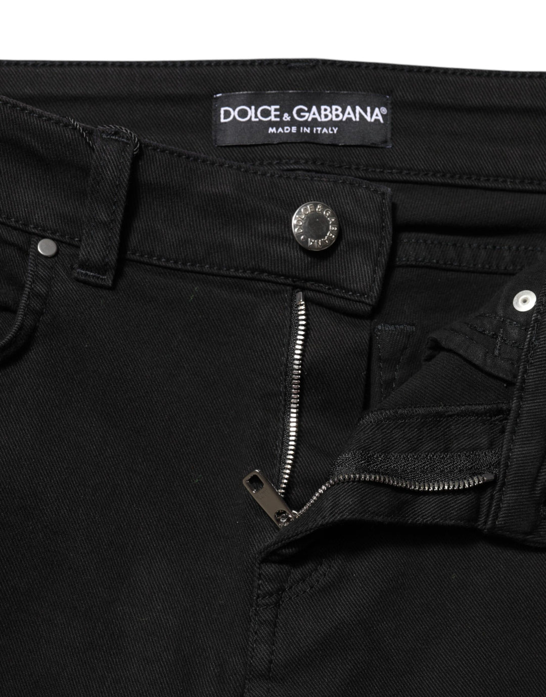 Dolce &amp; Gabbana Sample Sale Dolce &amp; Gabbana Black Cotton Logo Skinny Mid Waist Denim Jeans - | Designer outlet