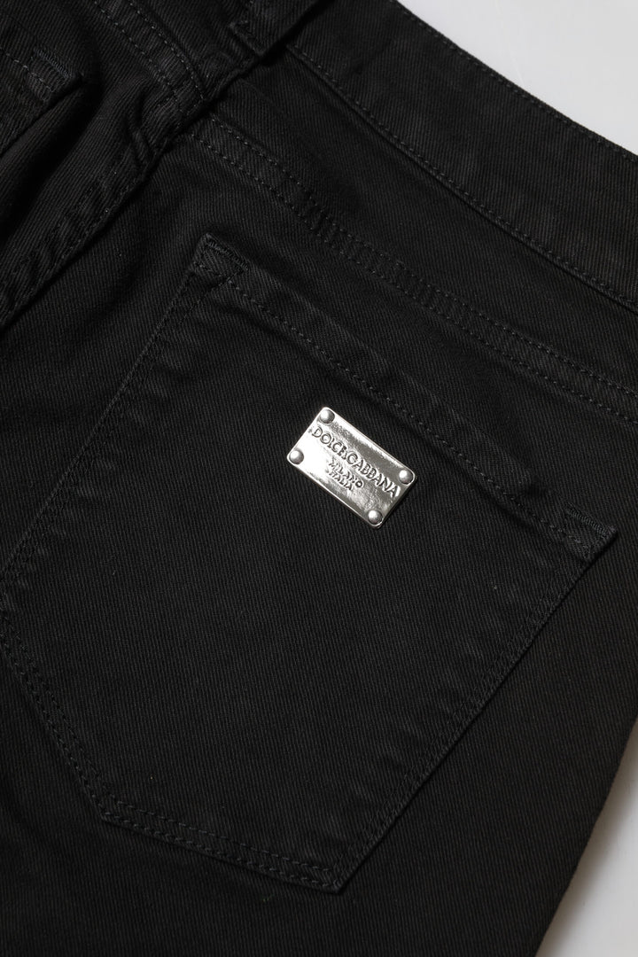Dolce &amp; Gabbana Sample Sale Dolce &amp; Gabbana Black Cotton Logo Skinny Mid Waist Denim Jeans - | Designer outlet