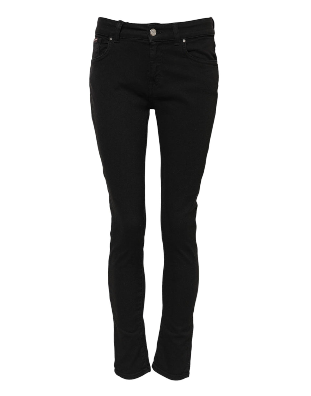 Dolce &amp; Gabbana Sample Sale Dolce &amp; Gabbana Black Cotton Logo Skinny Mid Waist Denim Jeans - | Designer outlet