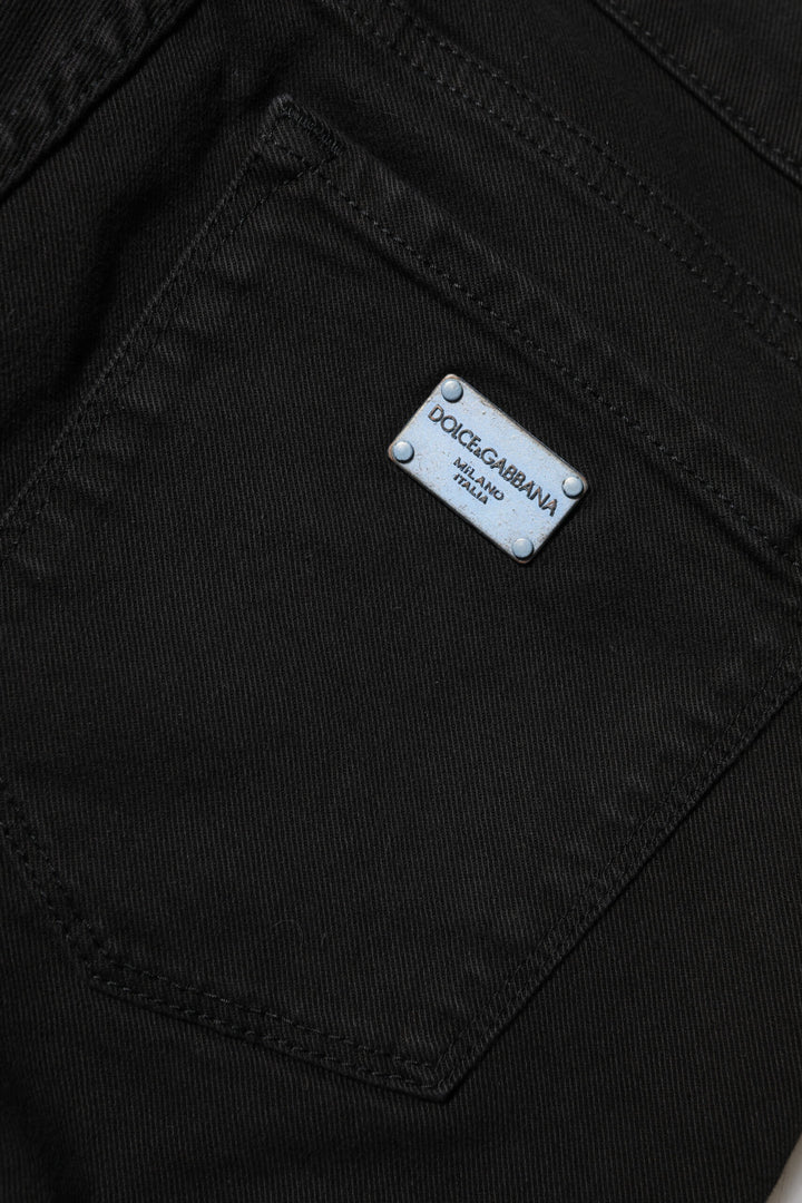 Dolce &amp; Gabbana Sample Sale Dolce &amp; Gabbana Black Cotton Logo Skinny Mid Waist Denim Jeans - | Designer outlet