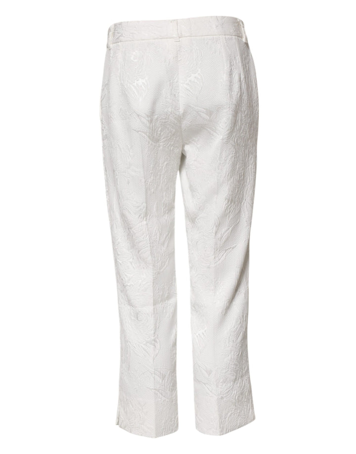 Dolce &amp; Gabbana Sample Sale Dolce &amp; Gabbana White Cotton Floral Jacquard Pants - | Designer outlet