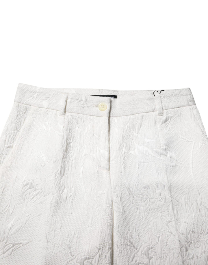 Dolce &amp; Gabbana Sample Sale Dolce &amp; Gabbana White Cotton Floral Jacquard Pants - | Designer outlet