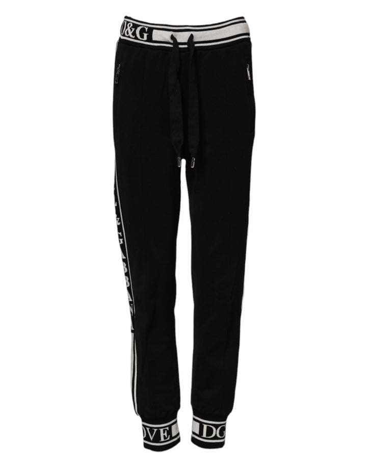 Dolce &amp; Gabbana Sample Sale Dolce &amp; Gabbana Black Cotton Jogger Logo Waist Pants - | Designer outlet