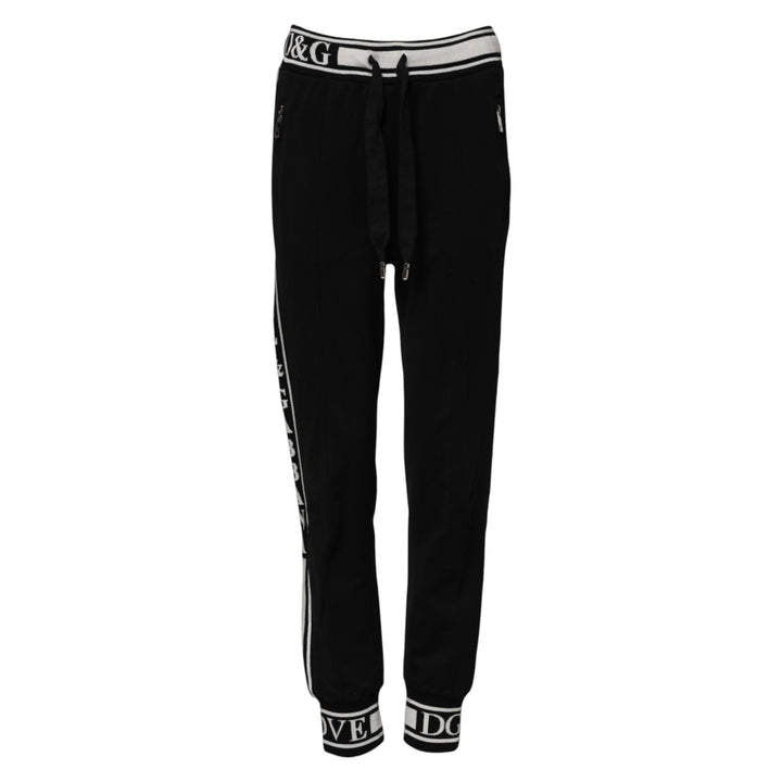 Dolce &amp; Gabbana Sample Sale Dolce &amp; Gabbana Black Cotton Jogger Logo Waist Pants - | Designer outlet
