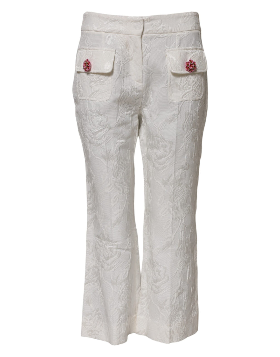 Dolce &amp; Gabbana Sample Sale Dolce &amp; Gabbana White Cotton Floral Jacquard Pants - | Designer outlet
